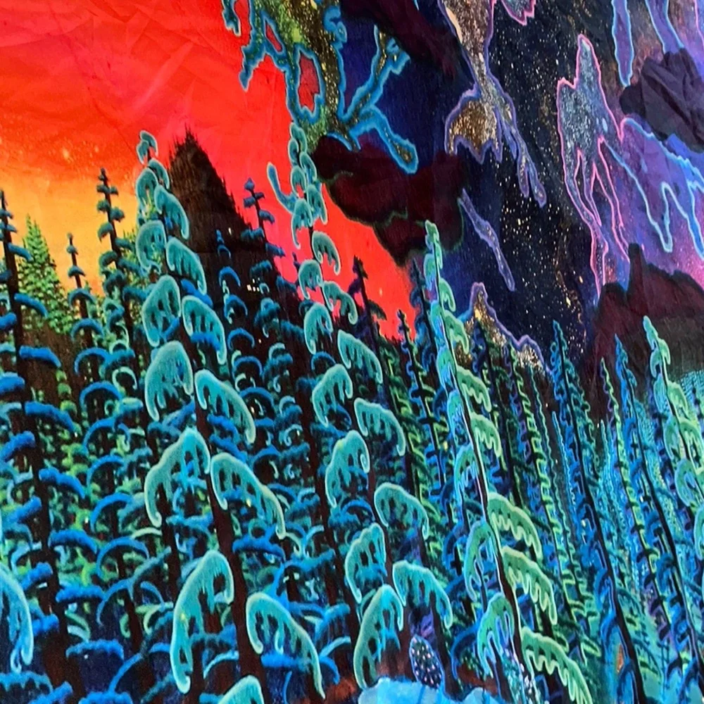 Vibrant Forest Shower Curtain Autistic Artist Art Tapestry Wall Decor NEW